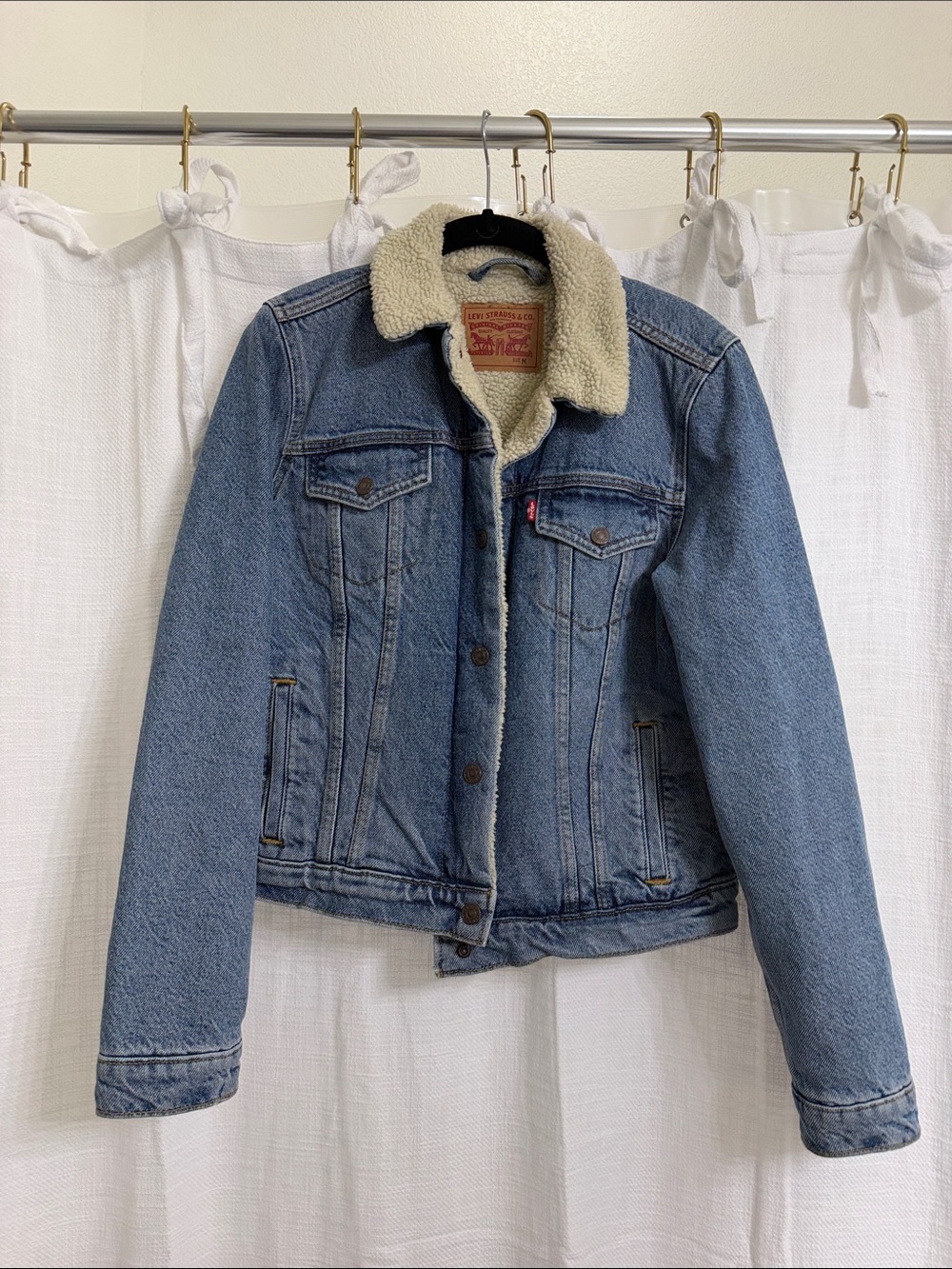 Levi's Light Blue Denim Sherpa Collar Trucker Jacket